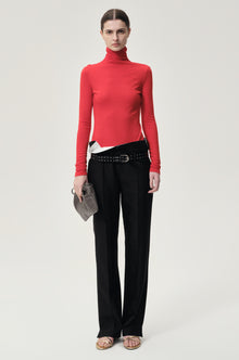 Cigarette Leg Trousers in Silk and Wool Black