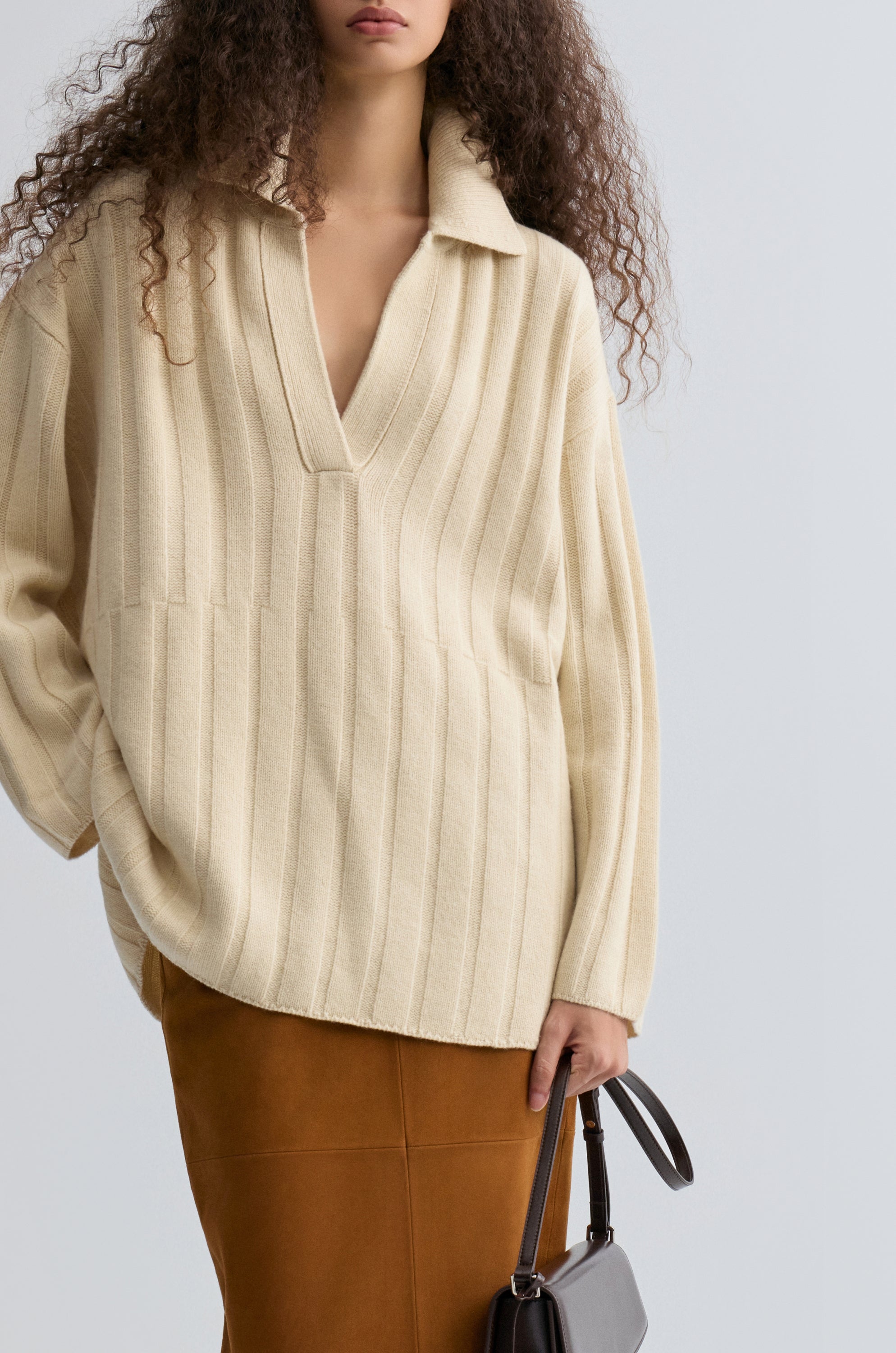 Boyfriend Collar Sweater in wool and yak-blend