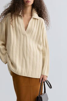 Boyfriend Collar Sweater in wool and yak-blend