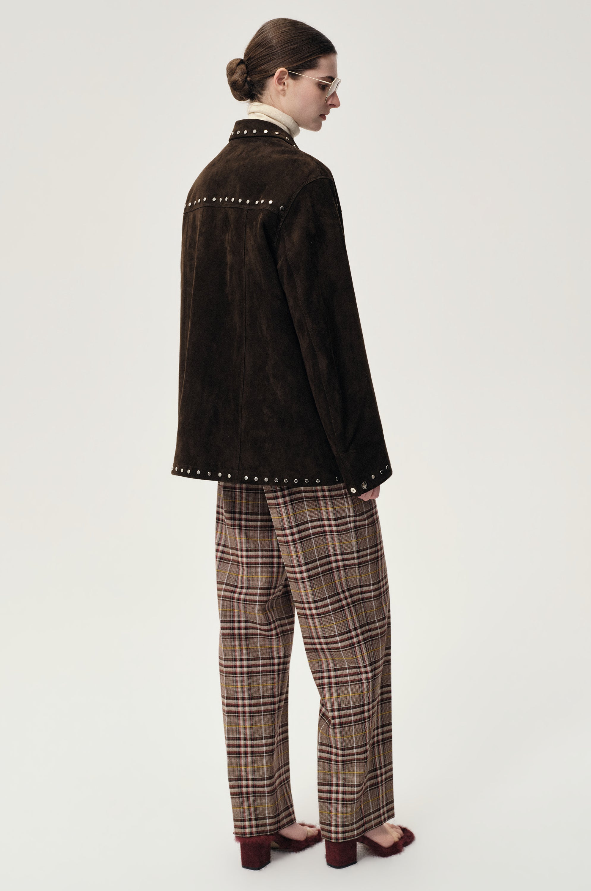 Check Wool Trousers Espresso