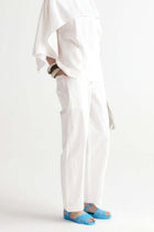 Double Waist Trousers-White