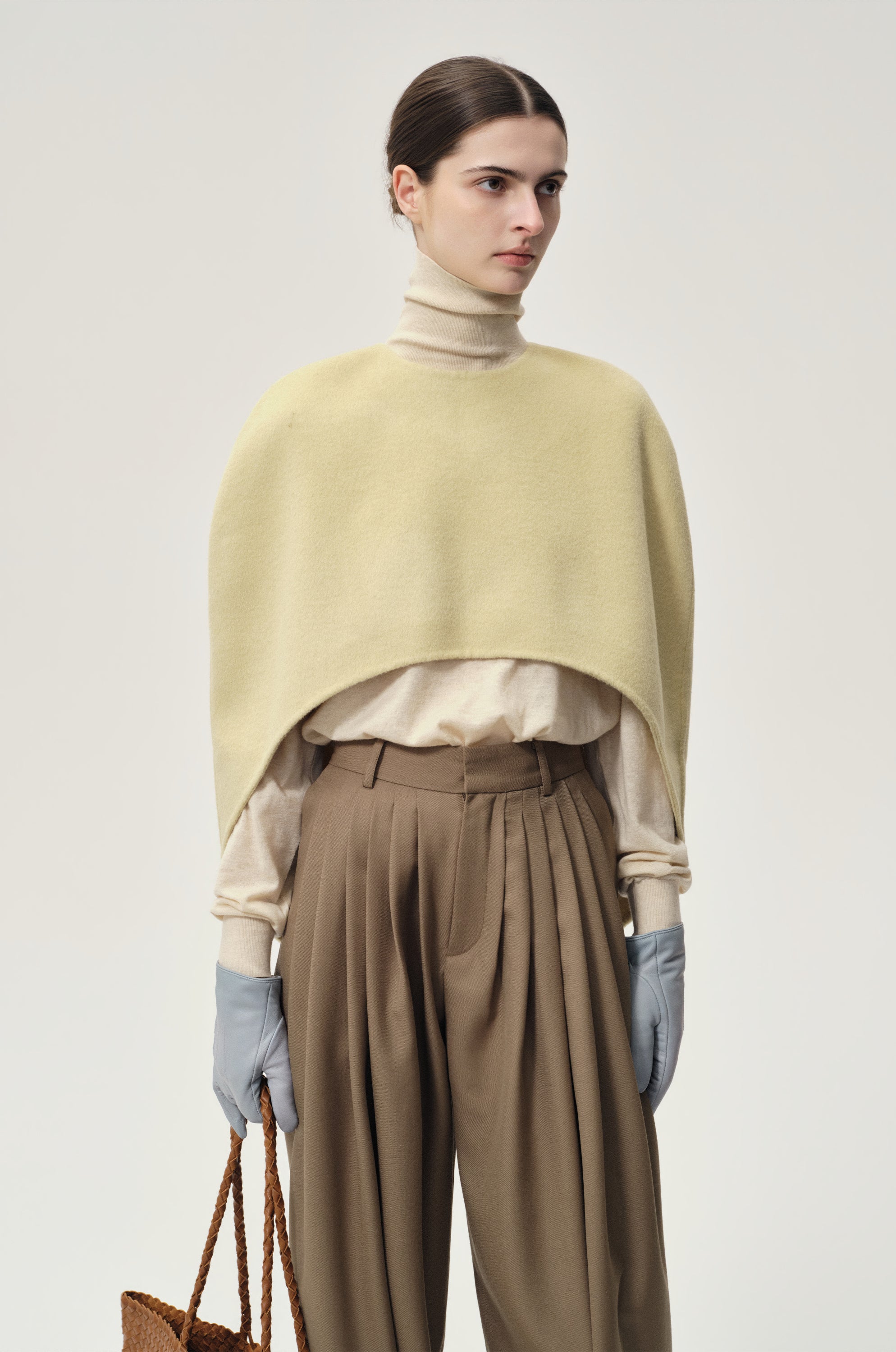 Opera Double-faced  Wool Cape Top Butter