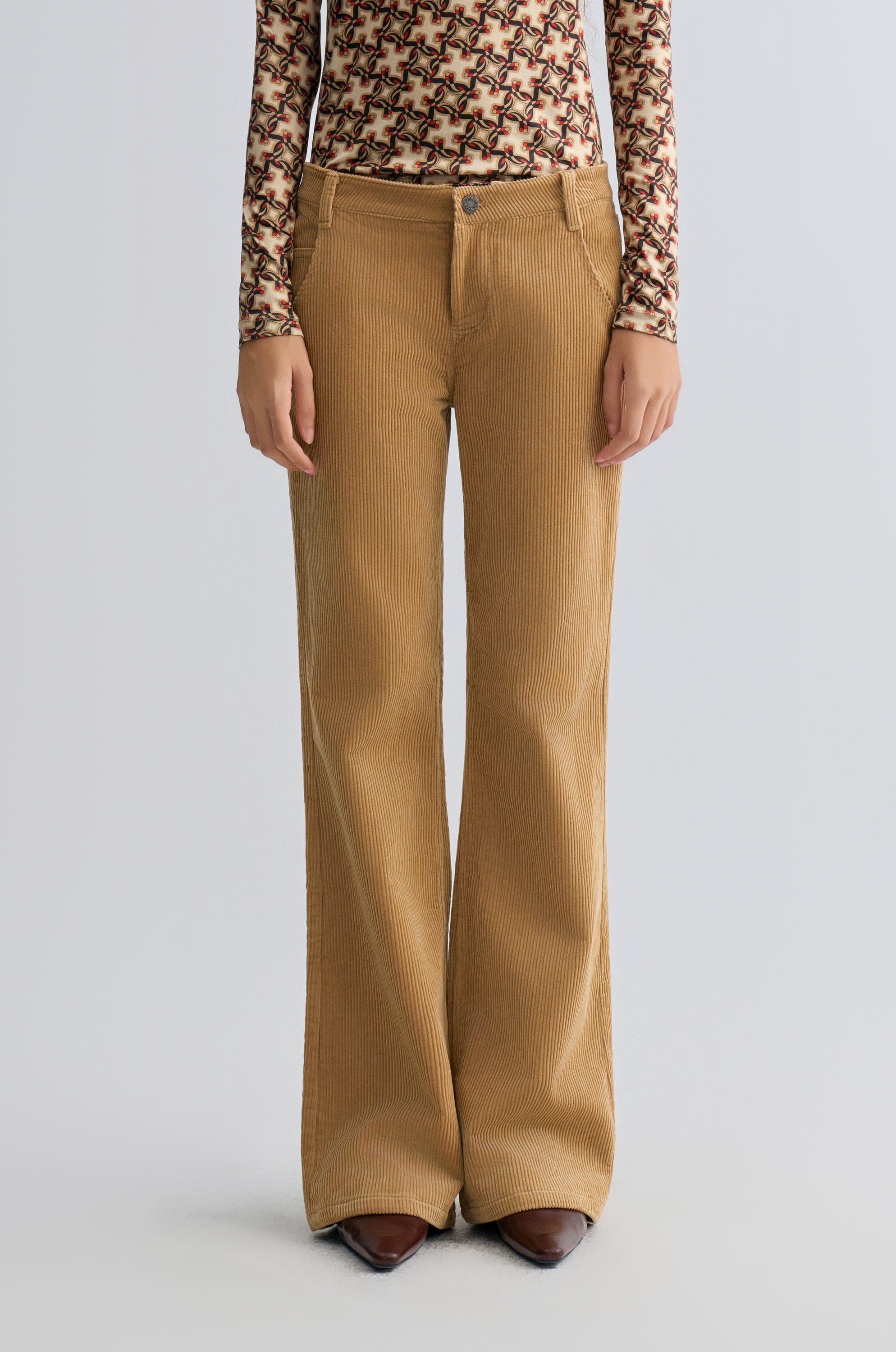 Corduroy Flared Trousers Sand