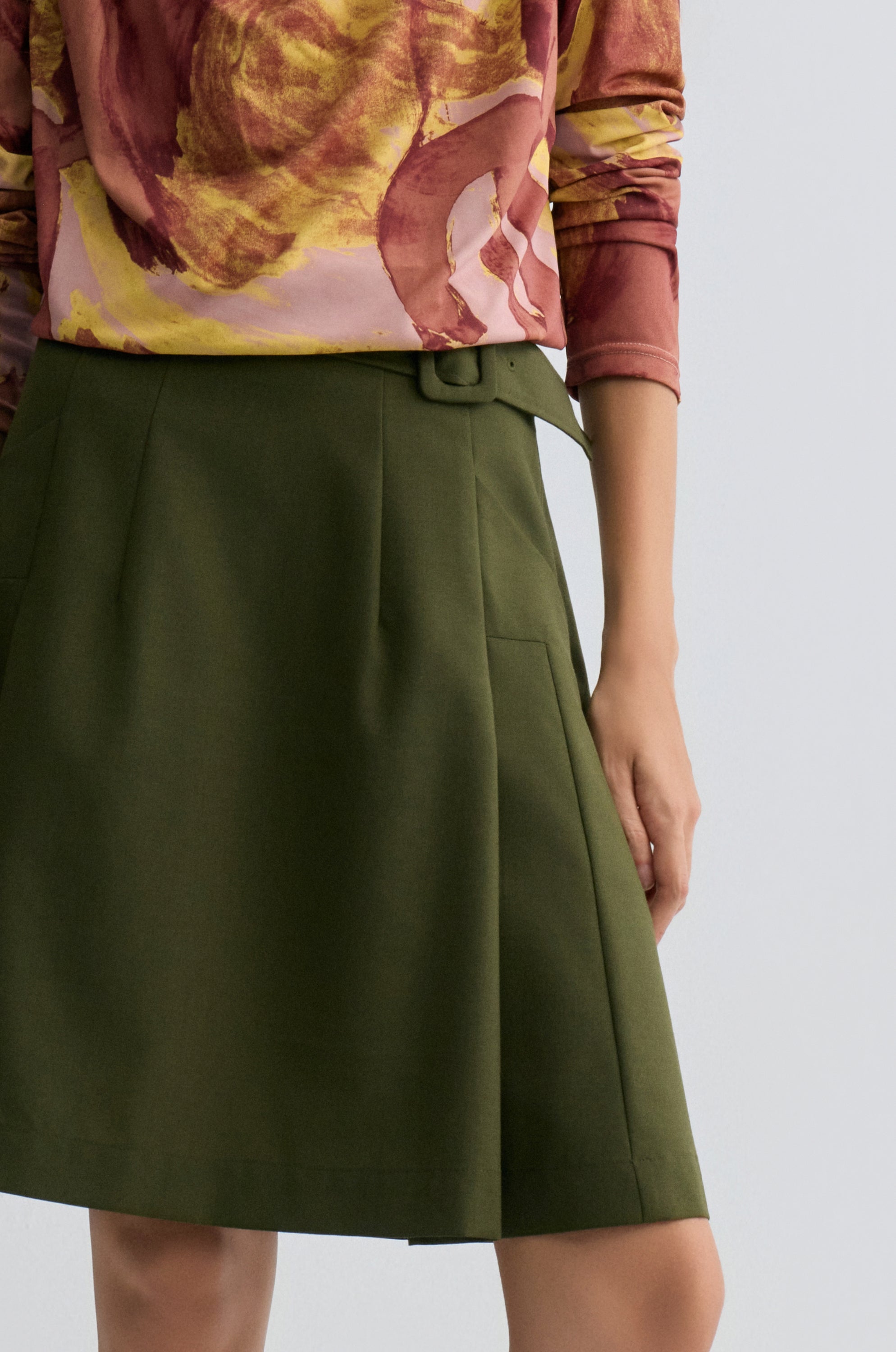 Marlene Belted Gabardine Skirt