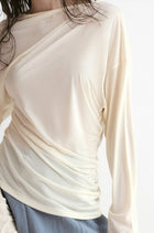 Luma Sheer Draped Top-Vanilla