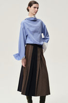 Double-layer Collar Shaped Shirt Sky Blue/White