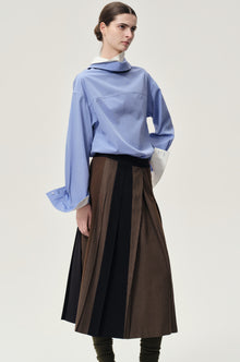 Double-layer Collar Shaped Shirt Sky Blue/White