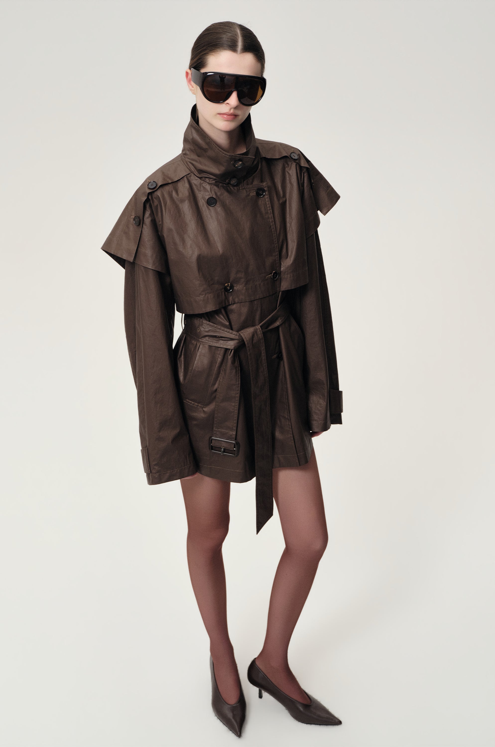 Lisa  Cape Trench Dark Cherry