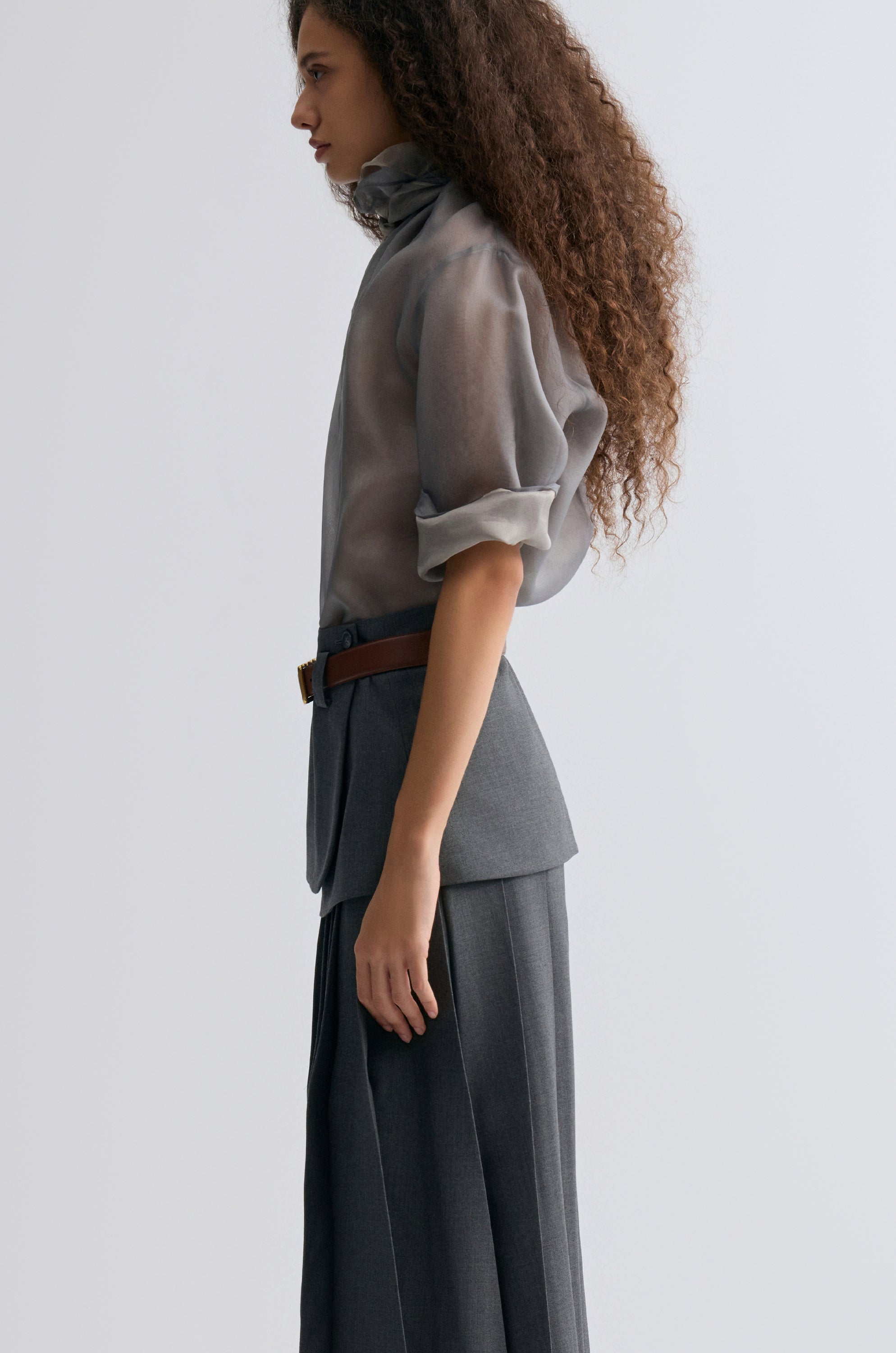 Two-tone Reversible Organza Blouse in silk