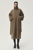 Double Alpaca Wool Wrap Coat Squirrel Melange