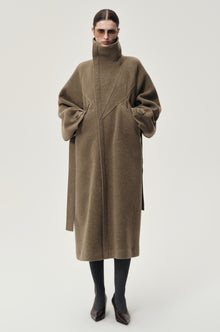 Double Alpaca Wool Wrap Coat Squirrel Melange
