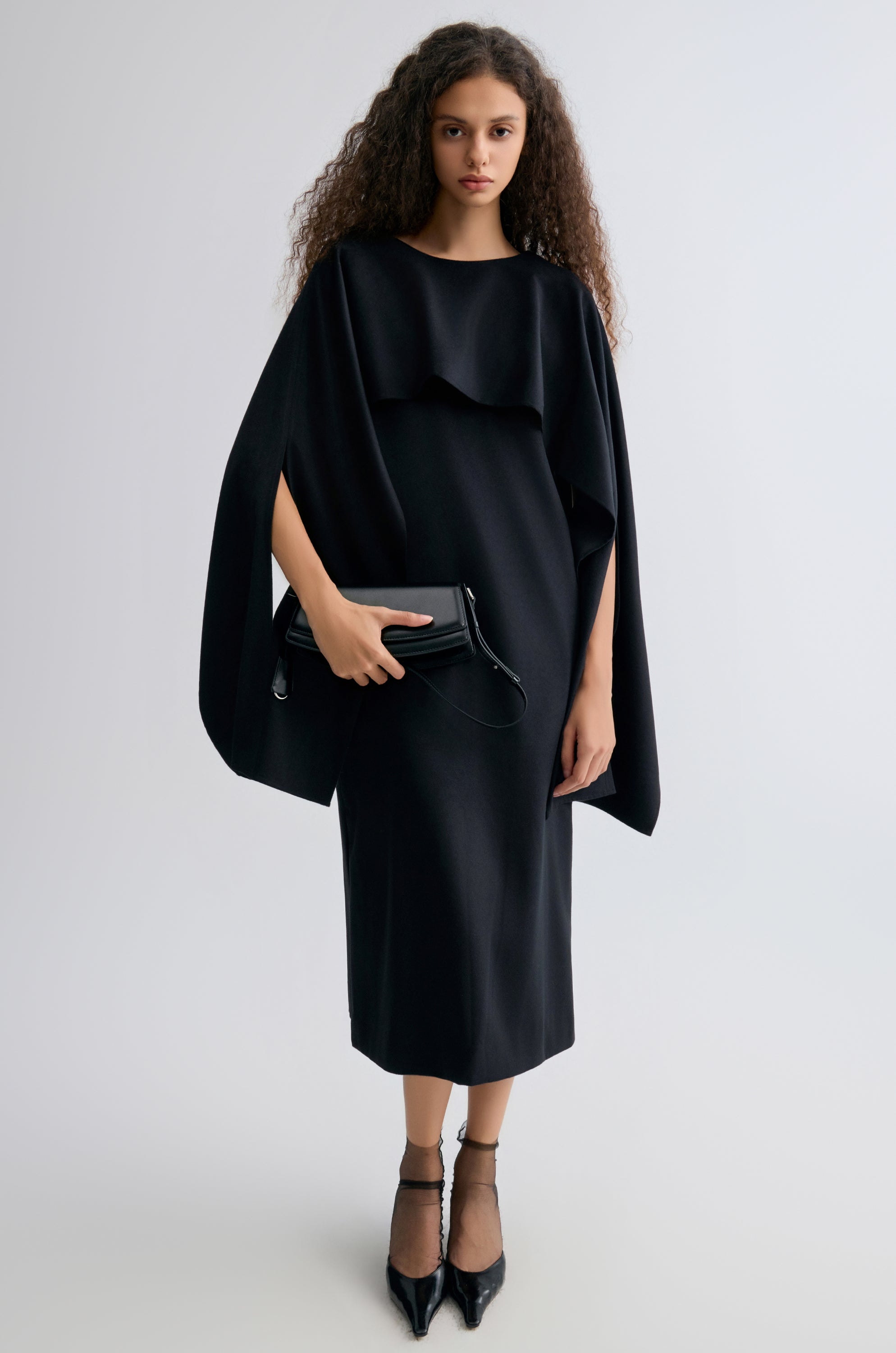Opera Cape Maxi Dress Black