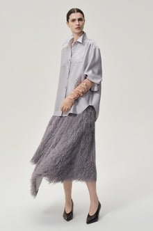 Asymmetrical Fringed Skirt Grey
