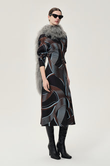 Printed Draped-waist Dress Multi