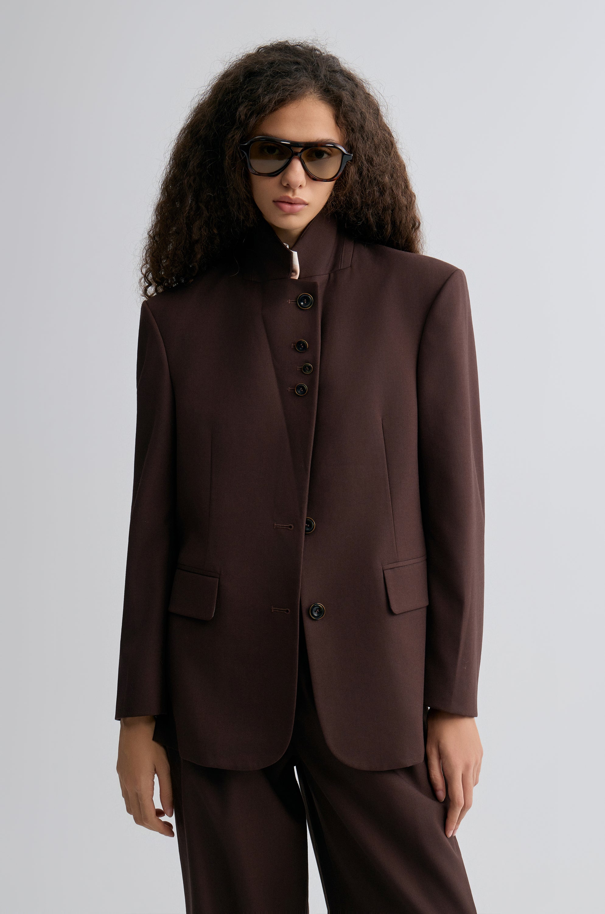 Boxy Single-Breasted Blazer Almandine