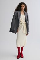 Knot-detail Knitted dress in Merino Wool Cream
