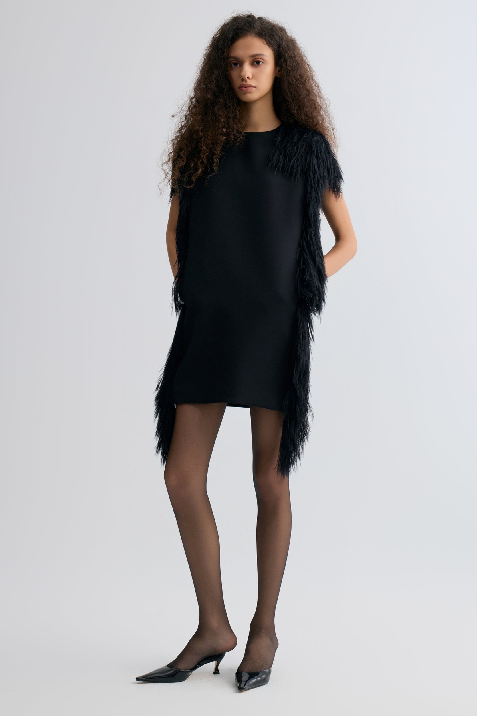 Side-Trim Wool Dress