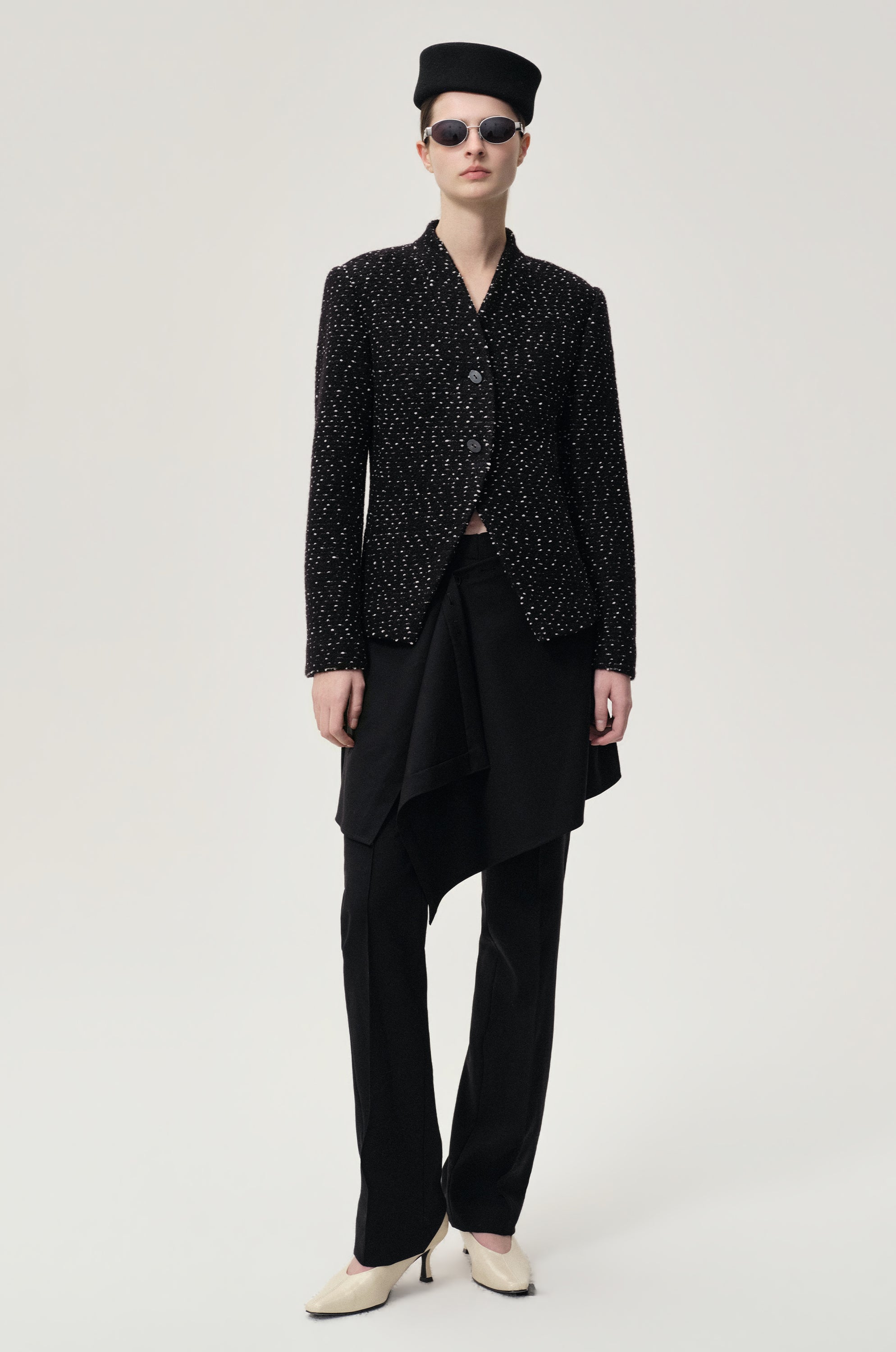 Layered Skirt Trousers Black