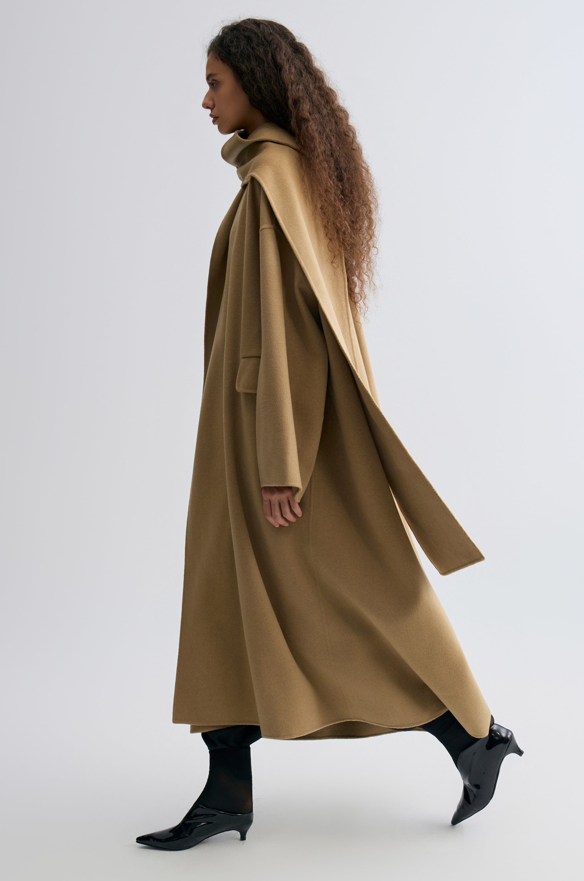 Oversized Double-faced Scarf Coat Hazel