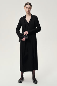Reversible Fringed Scarf Dress Black