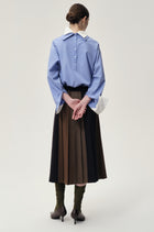 Double-layer Collar Shaped Shirt Sky Blue/White