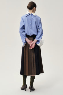 Double-layer Collar Shaped Shirt Sky Blue/White