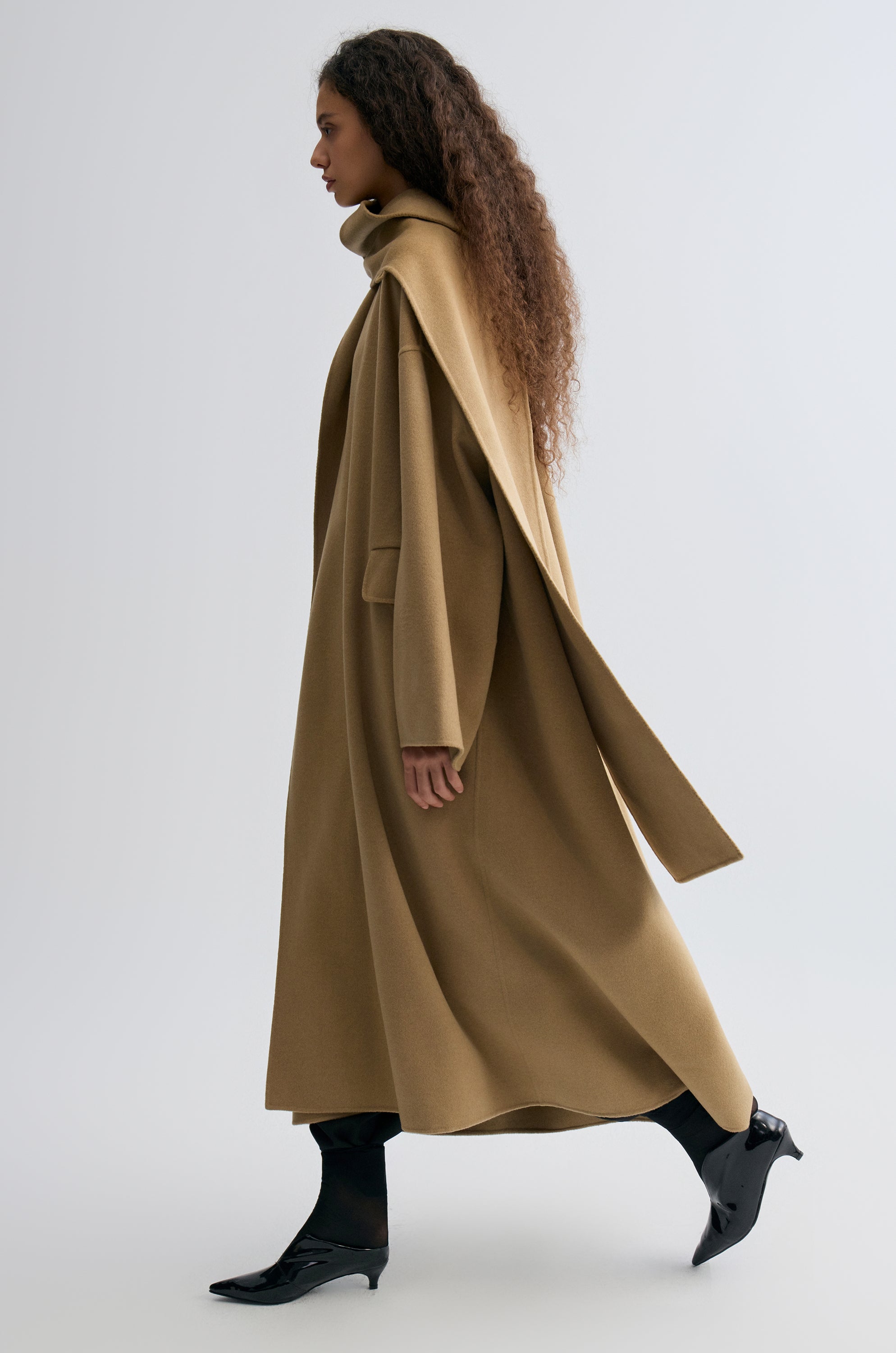 Oversized Double-faced Scarf Coat Hazel