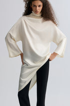 Asymmetric Slouch-neck Blouse Cream