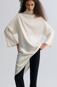 Asymmetric Slouch-neck Blouse Cream