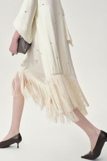Stud-embellished Scarf Dress Ivory