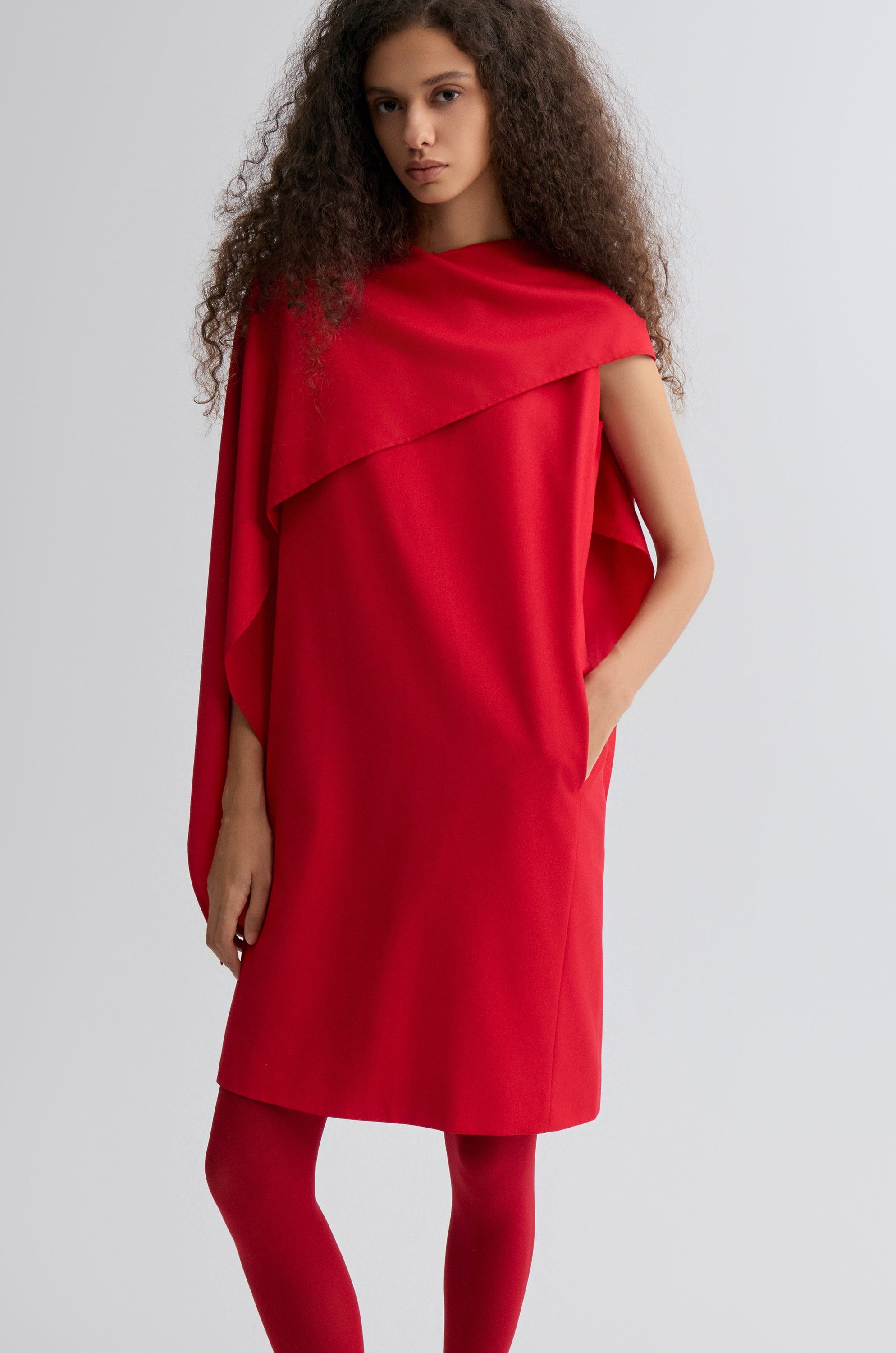 Opera Cape Dress Crimson