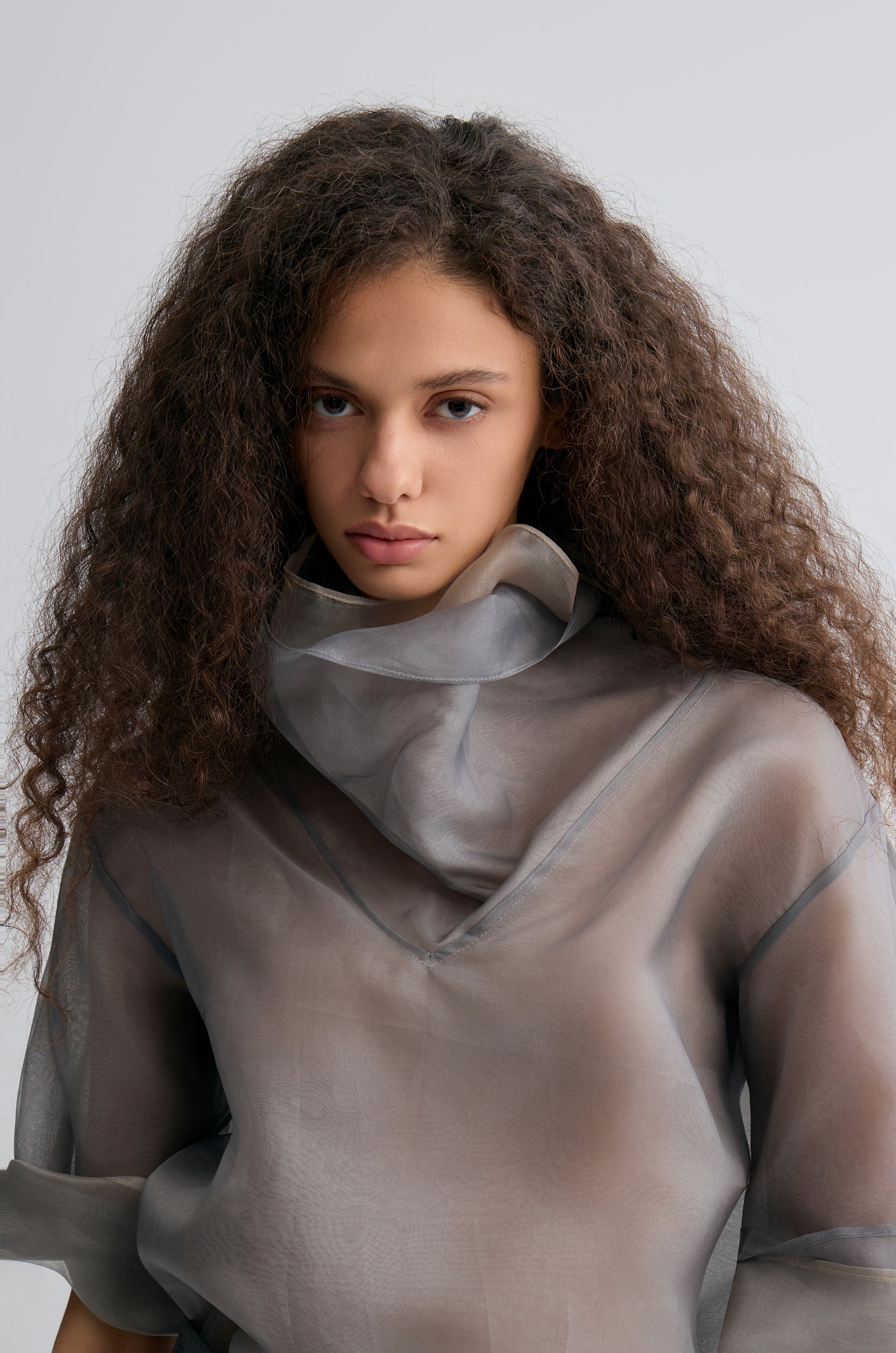 Two-tone Reversible Organza Blouse in silk