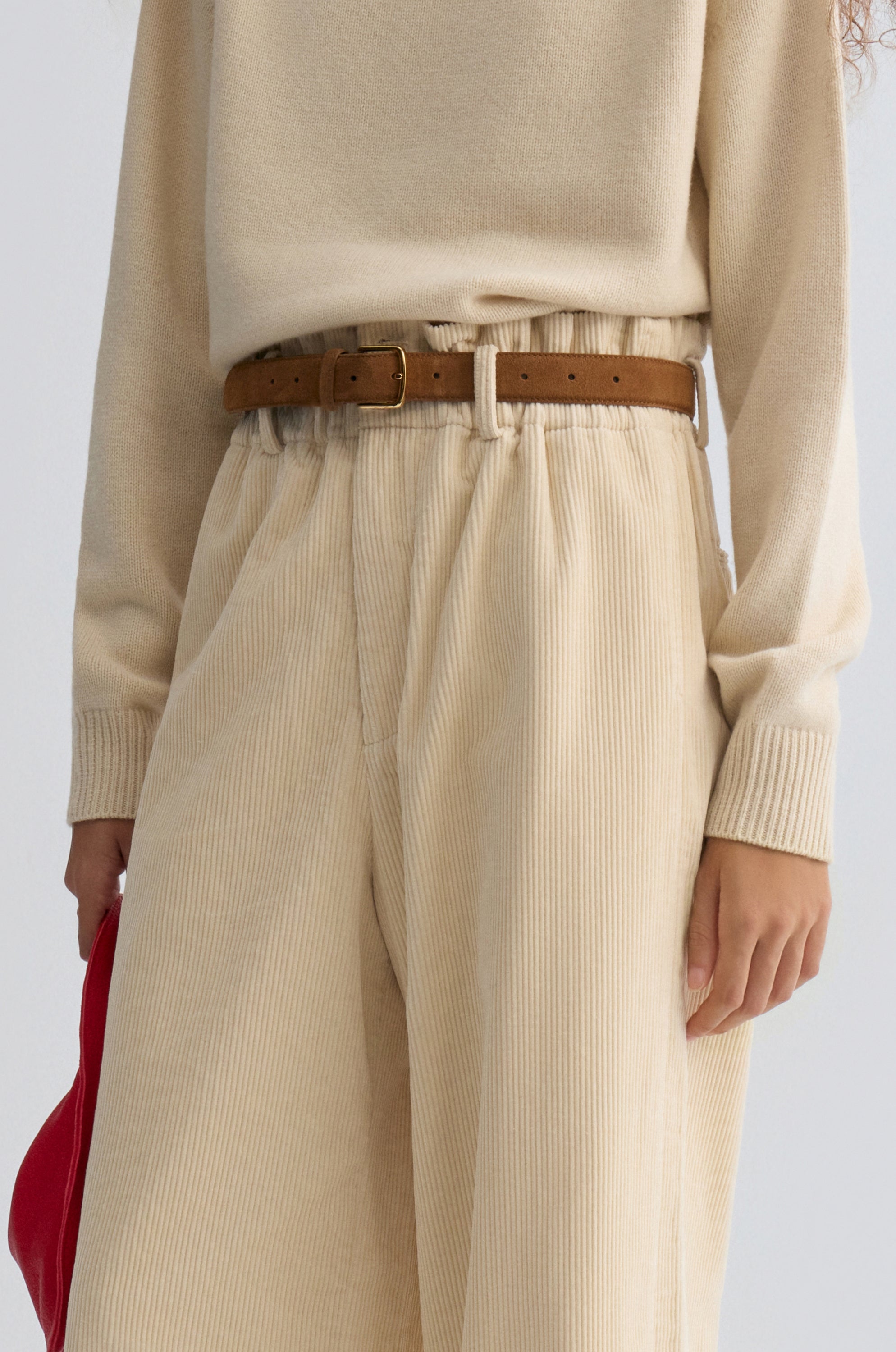 Corduroy Wide-leg Trousers Ivory
