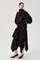 Check Wrap Wool Skirt Navy/Rum