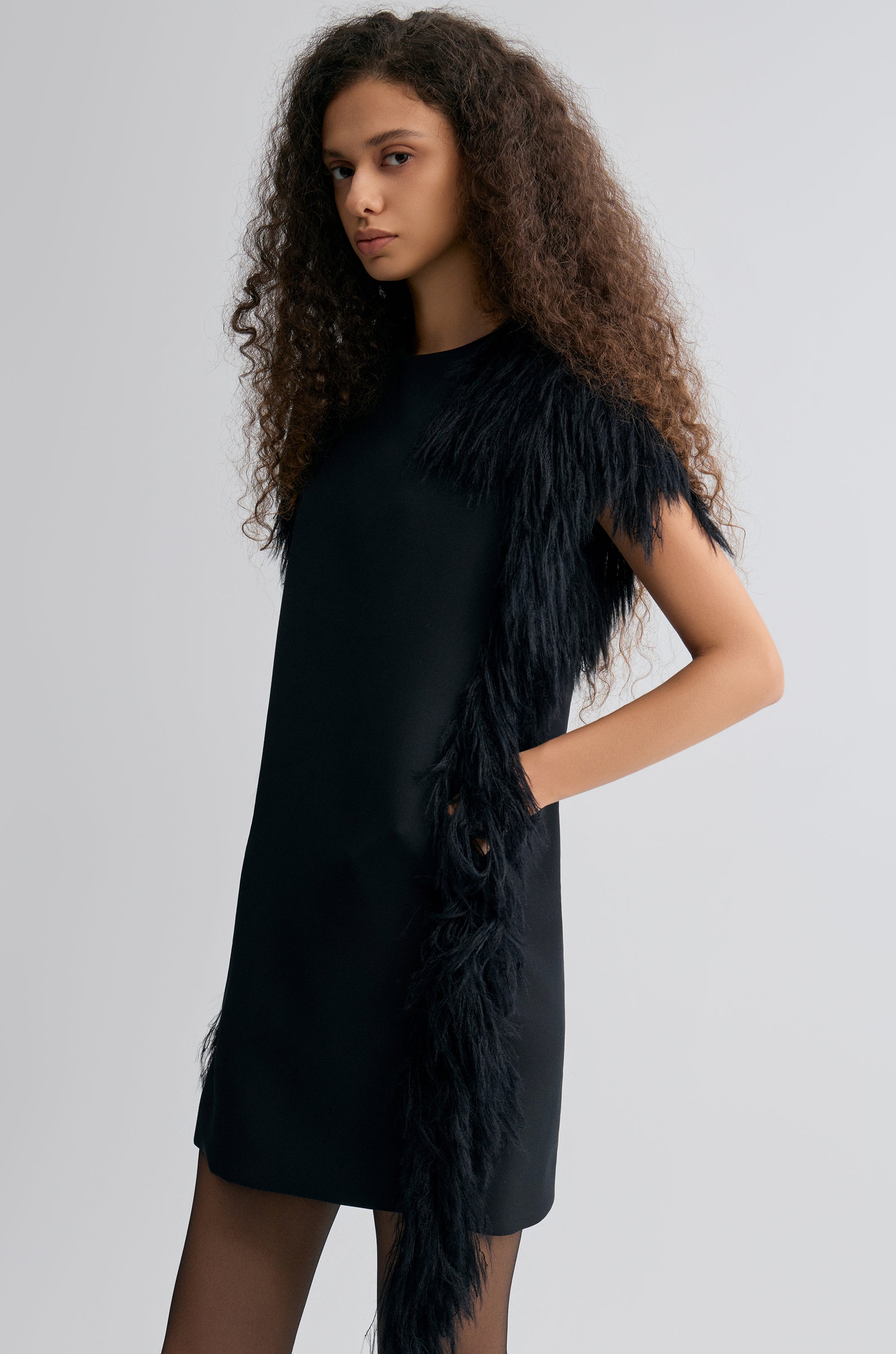 Side-Trim Wool Dress