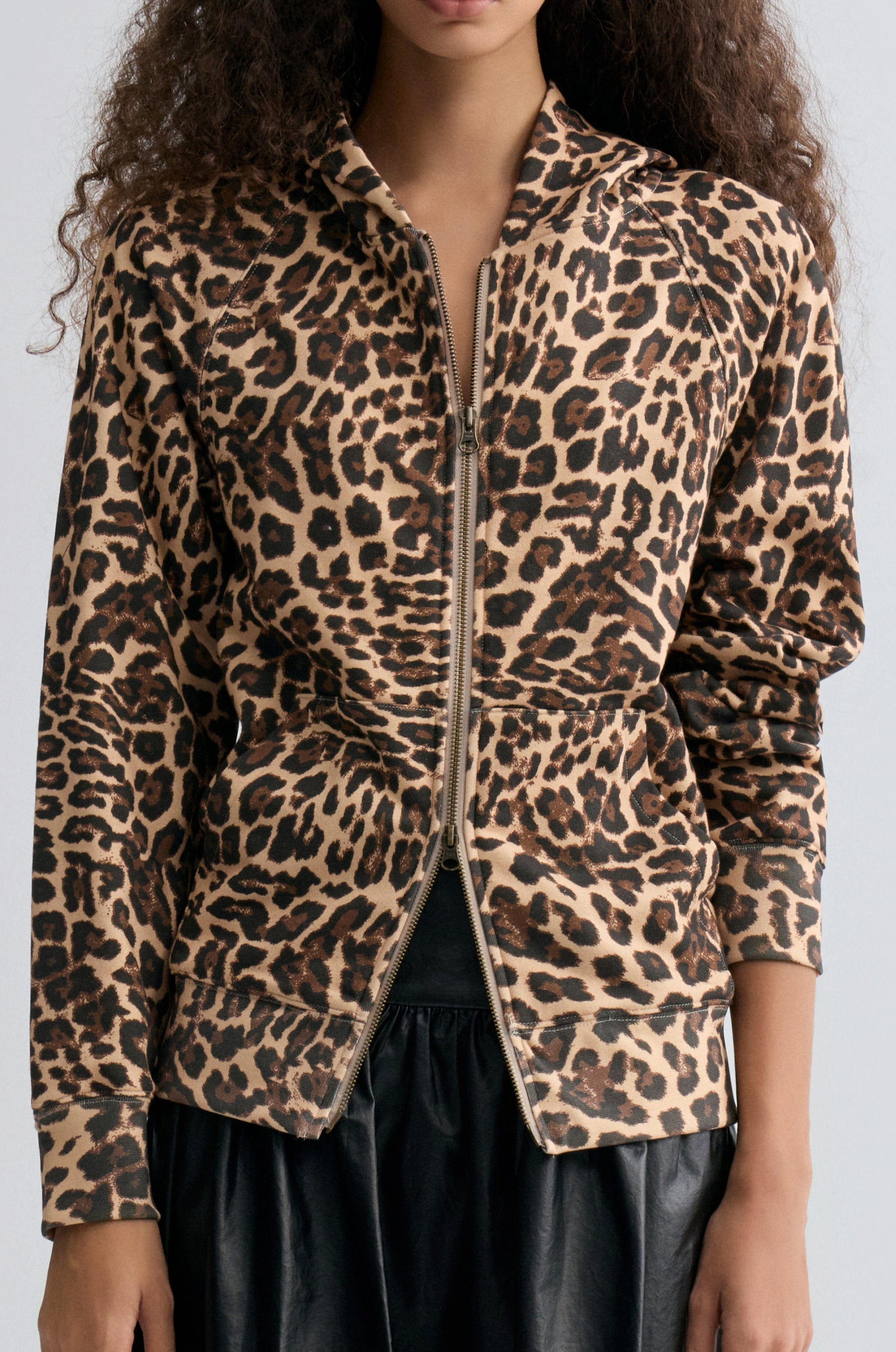 Leopard-print Zipper Hoodie