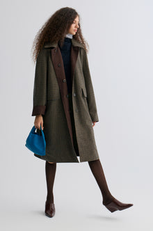 Reversible Twill and Check Trench Coat