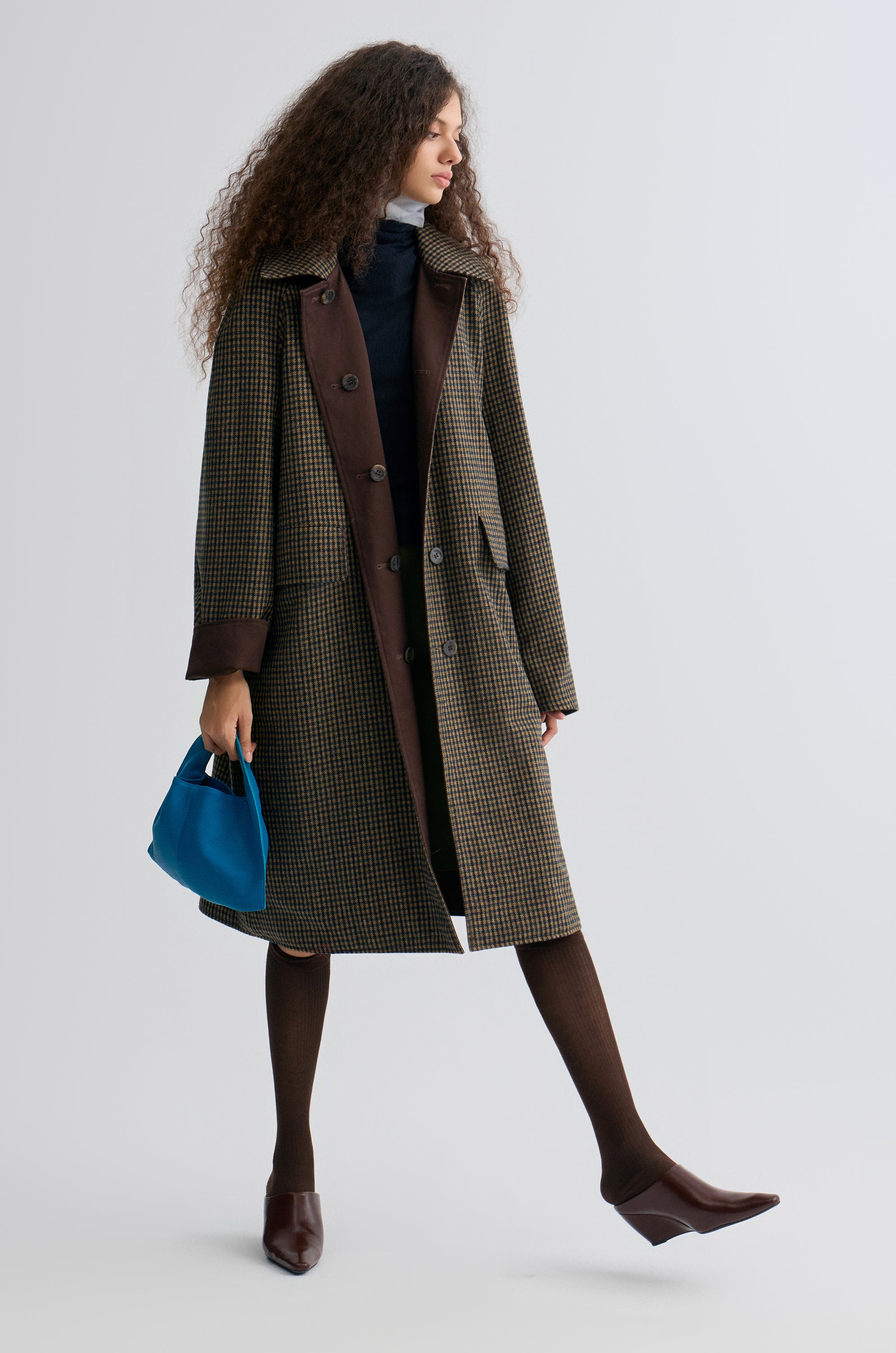 Reversible Twill and Check Trench Coat