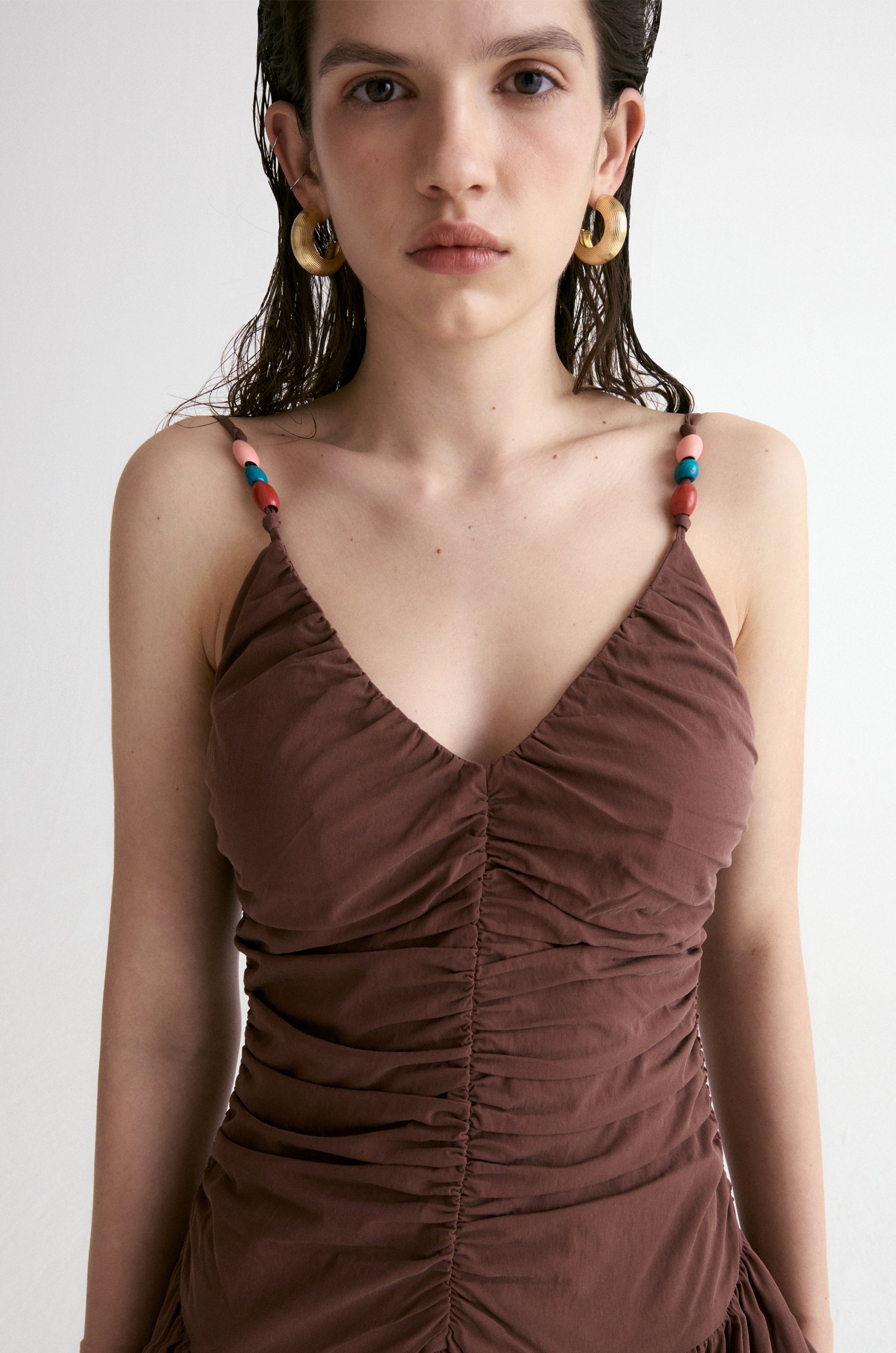 Tuscany Drape Cami Dress-Crimson