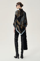 Scarf Print Top Black/Blue