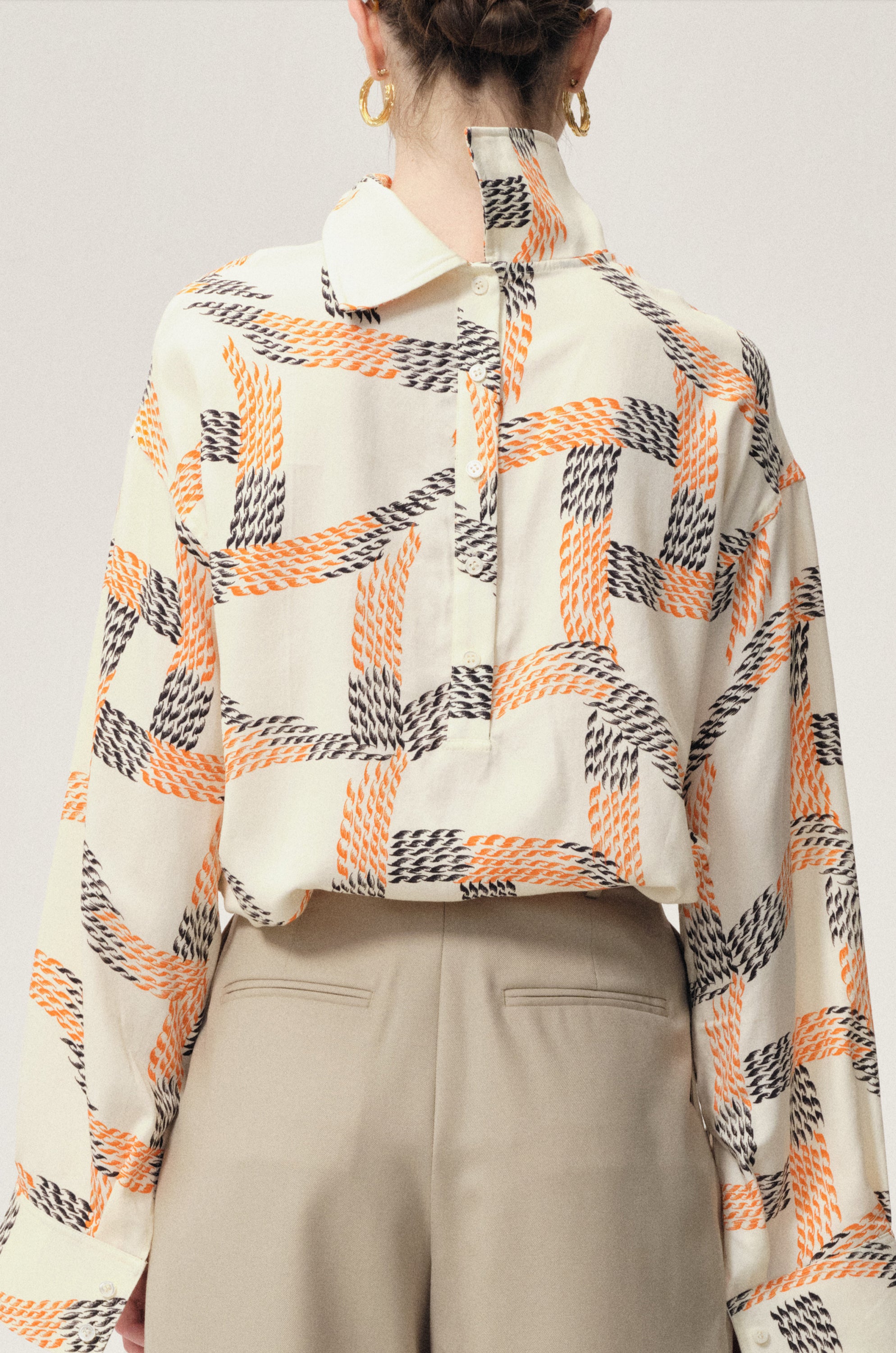 Printed Reversed Collar Shirt Ivory