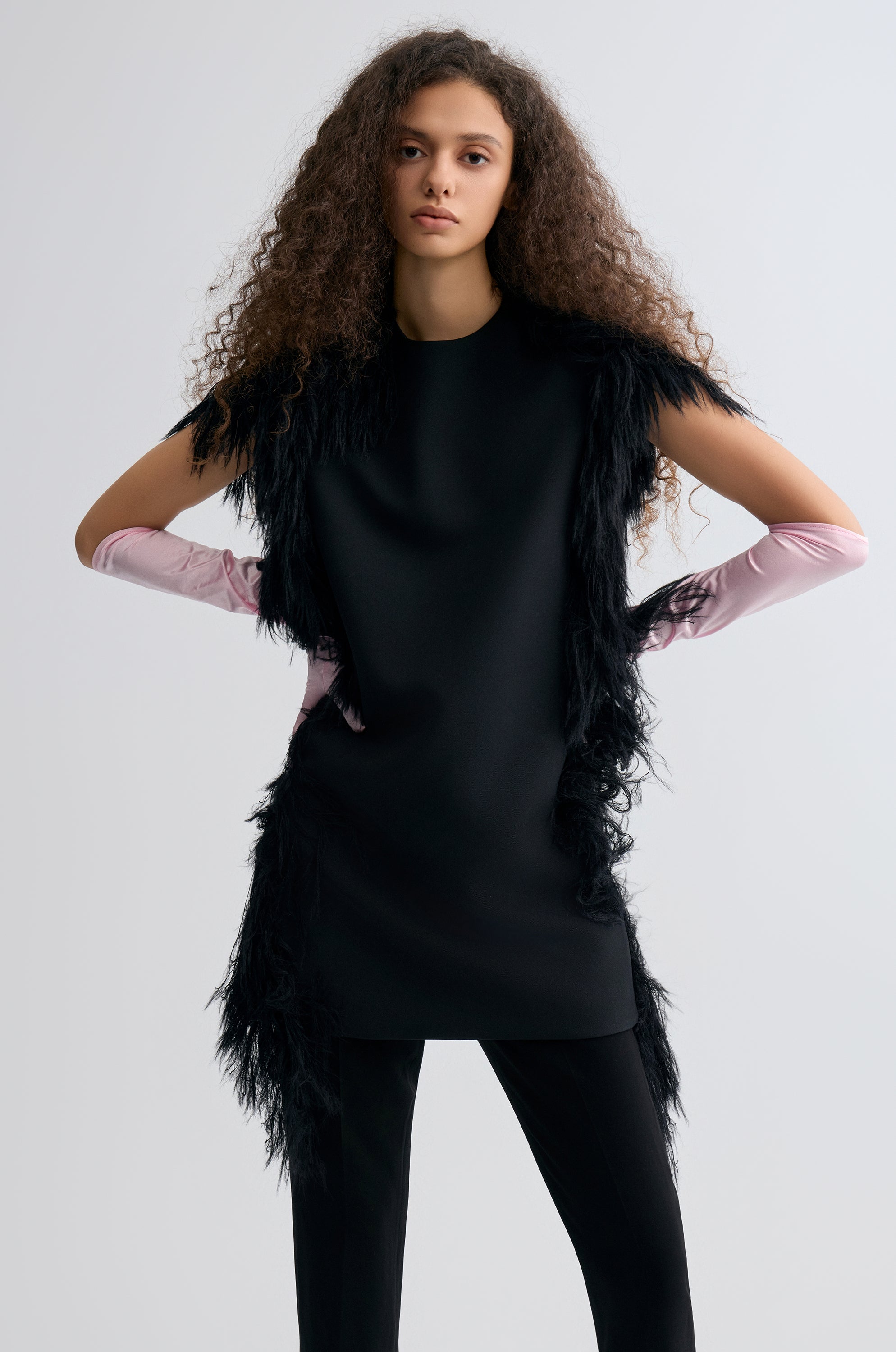 Side-Trim Wool Dress