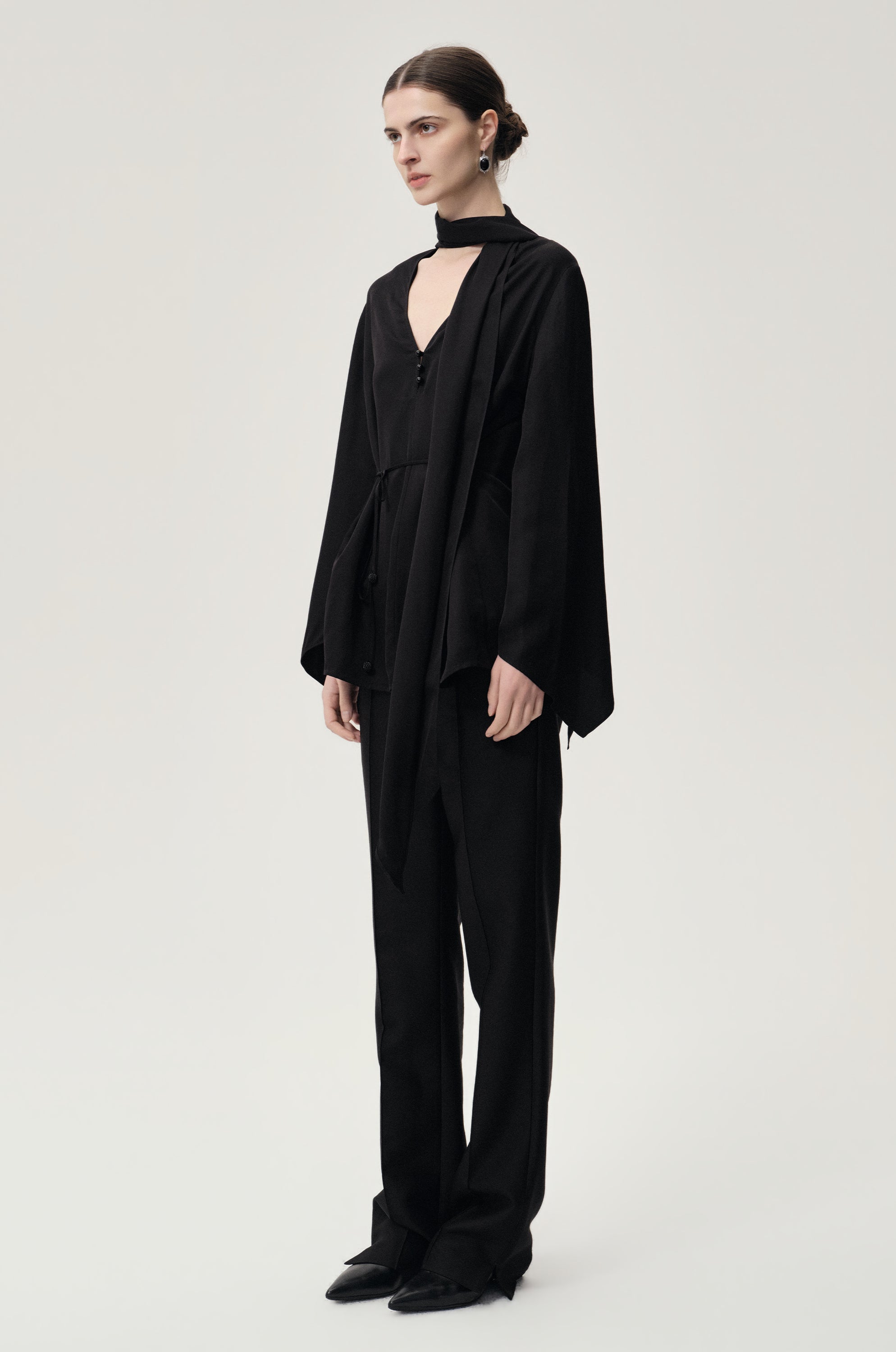 Reversible Scarf Blouse Black