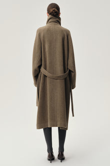 Double Alpaca Wool Wrap Coat Squirrel Melange