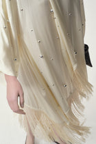 Stud-embellished Scarf Dress Ivory