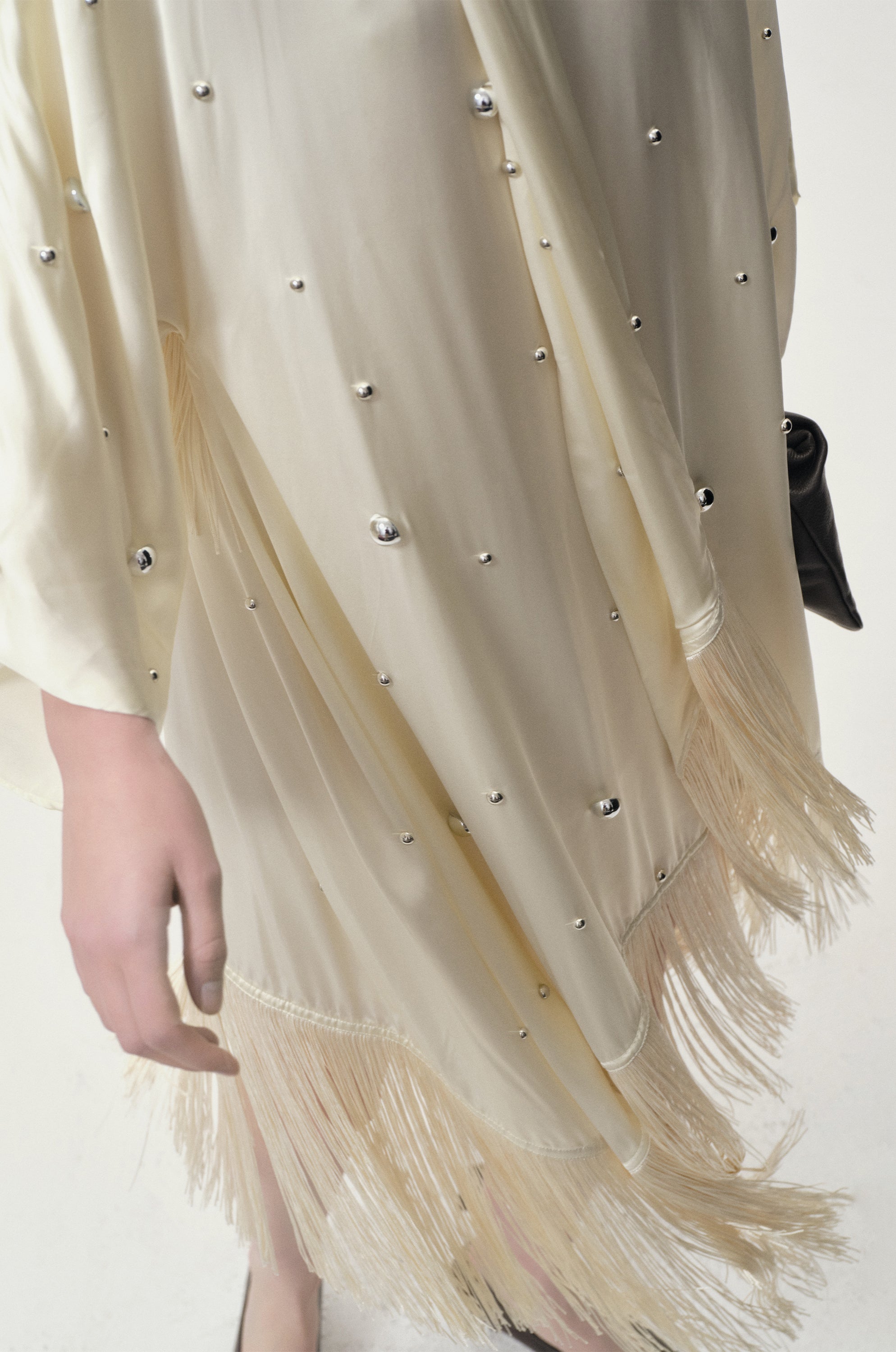 Stud-embellished Scarf Dress Ivory