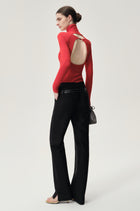 Cigarette Leg Trousers in Silk and Wool Black