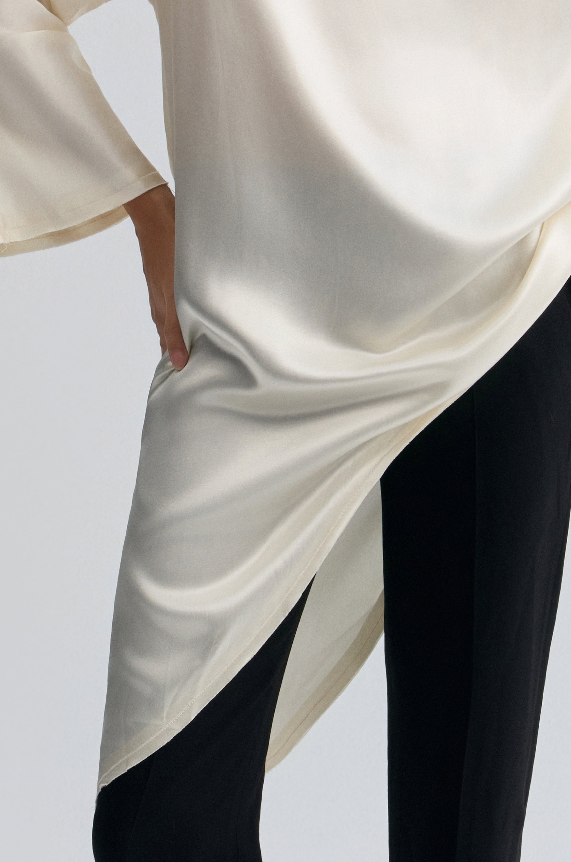 Asymmetric Slouch-neck Blouse Cream