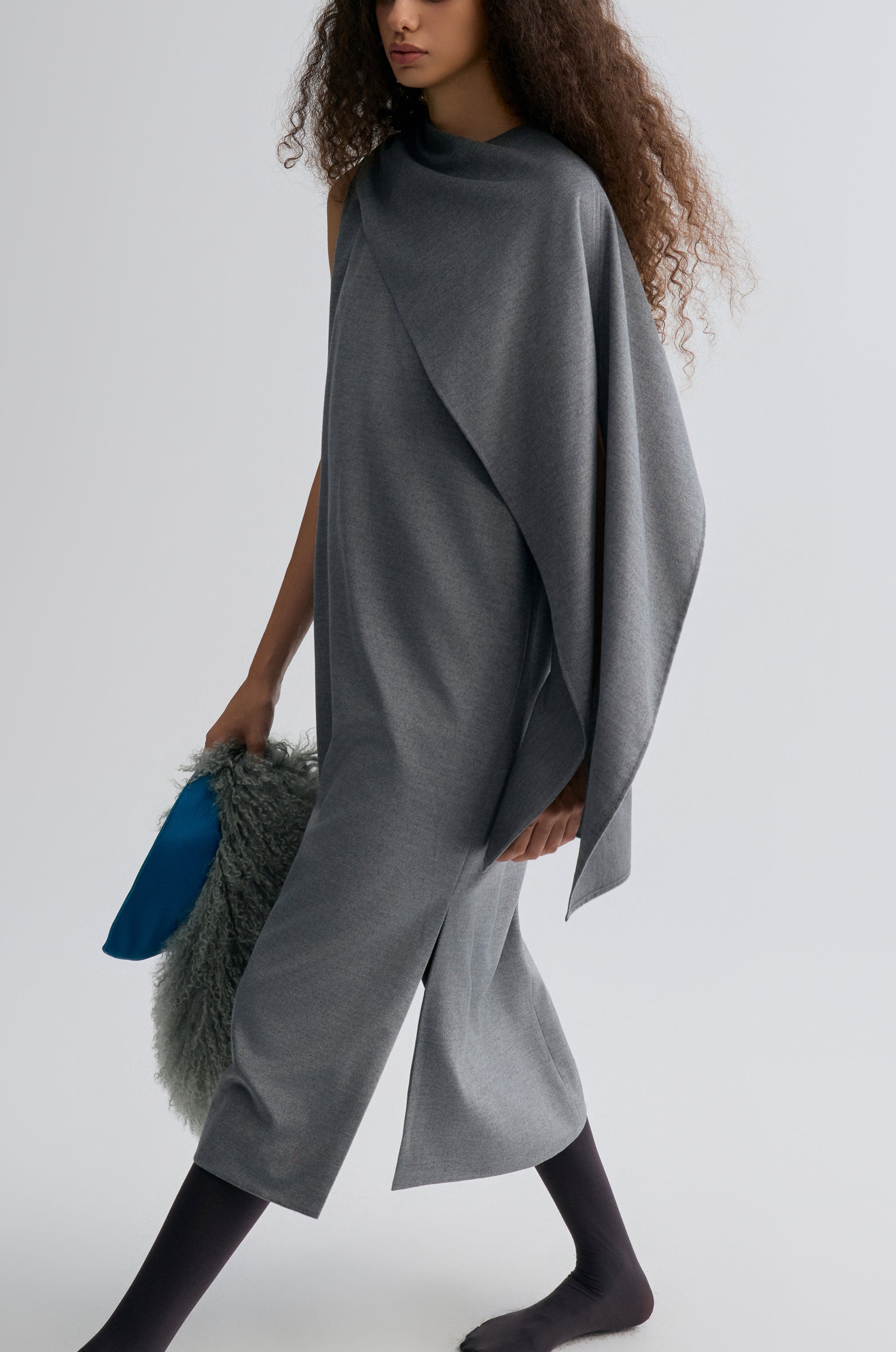 Opera Cape Maxi Dress Grey Melange