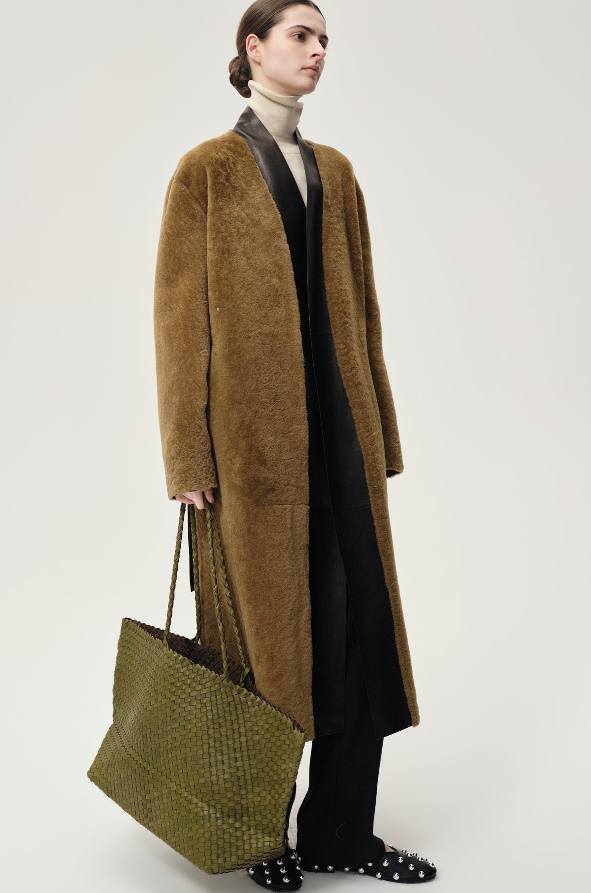 Cléo Shearing Robe Coat Tabacco/ Black